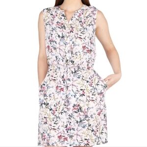 The Original Nicole Miller Floral Pink Sleeveless Button Front Drawstring Dress
